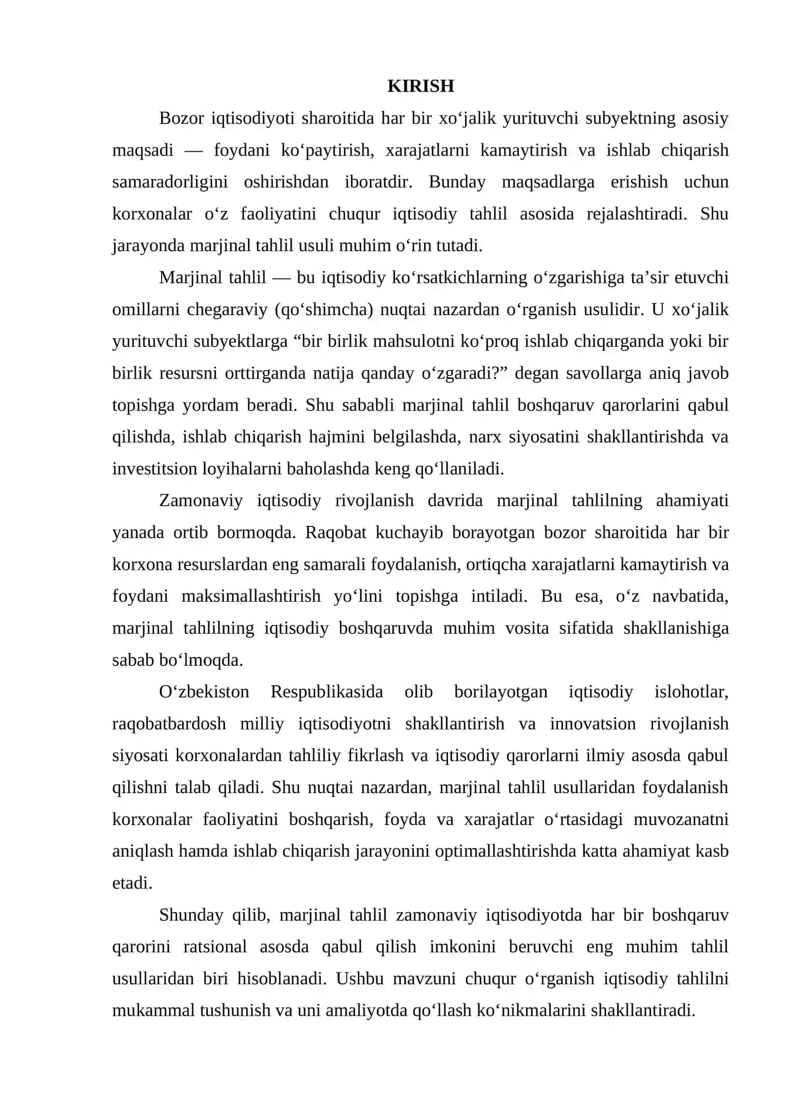 Marjinal tahlil usullaridan foydalanish 2