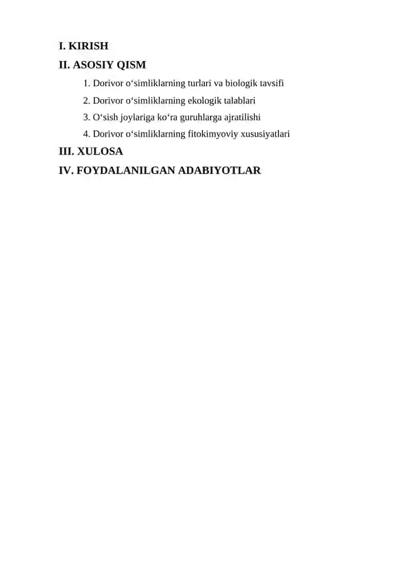 DORIVOR O’SIMLIKLARNING BIOEKALOGIK HUSUSIYATLARI 2