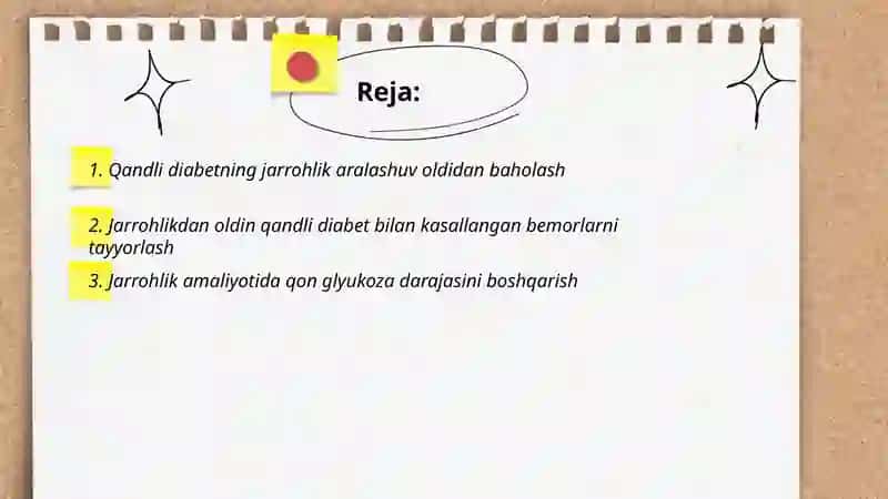 Qandli diabetni xirurgik aralashuv mobaynida davolash 2