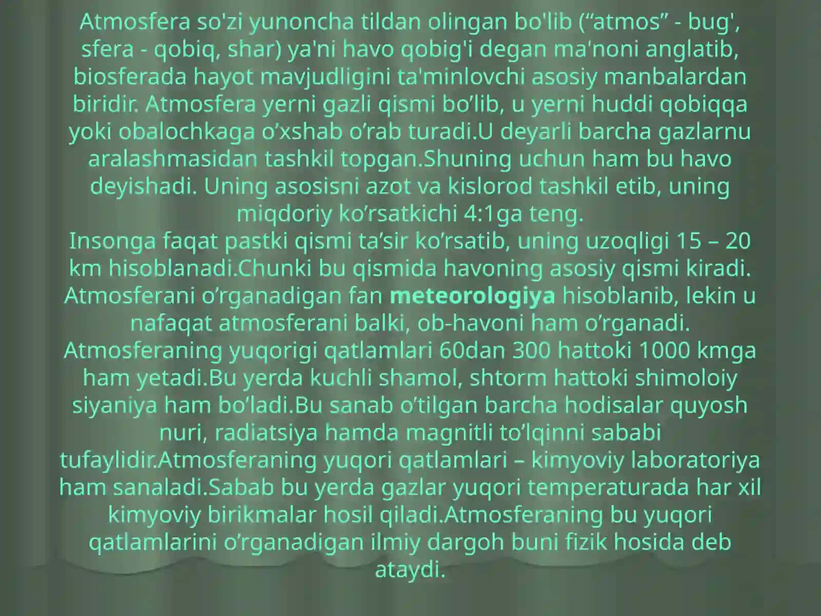 Atmosfera va havo ifloslanishi 2