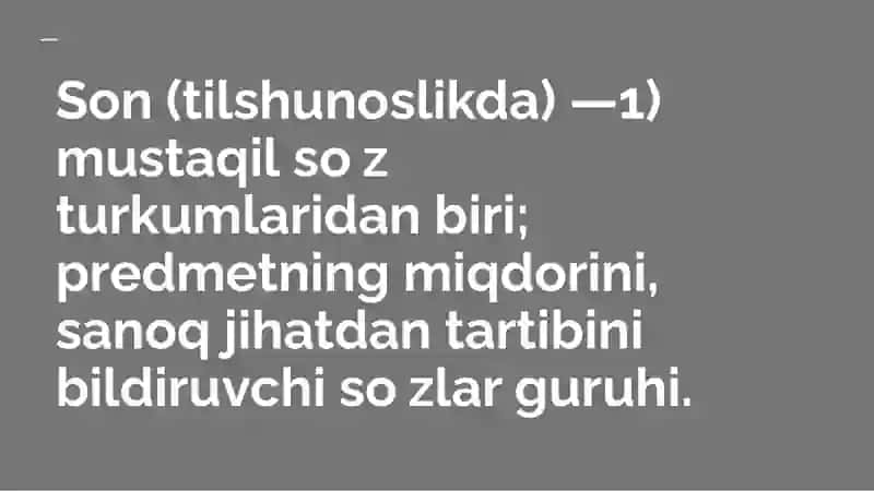 Son so’z turkumi. Sonning ma’no turlari 2