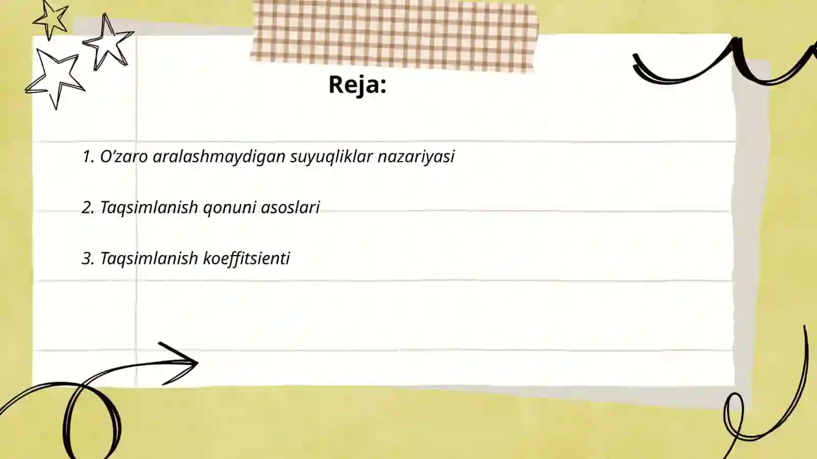 O’zaro aralashmaydigan suyuqliklar nazariyasi 2