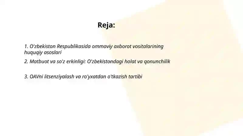 O'zbekiston Respublikasida ommaviy axborot vositalarining faoliyati 2
