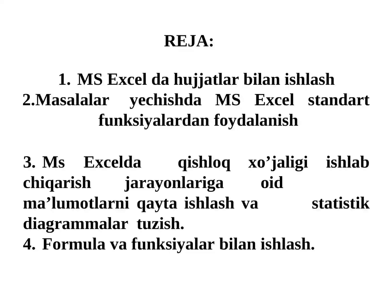 MS Excel-da ma'lumotlar qayta ishlash 2