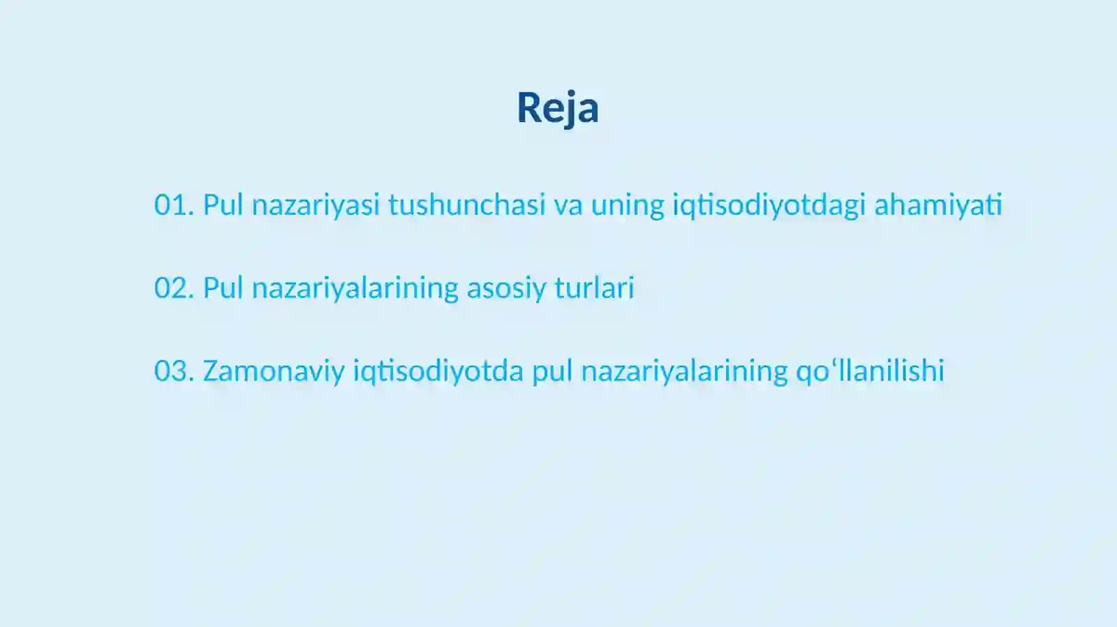 Pul nazariyalari 2