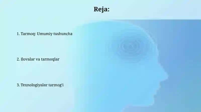 Tarmoq ilova va texnologiyalarning umumiy tushunchasi 2