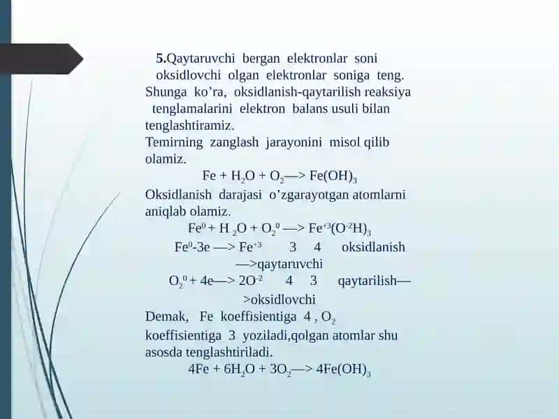 Oxidlanish va Qayta solish 2