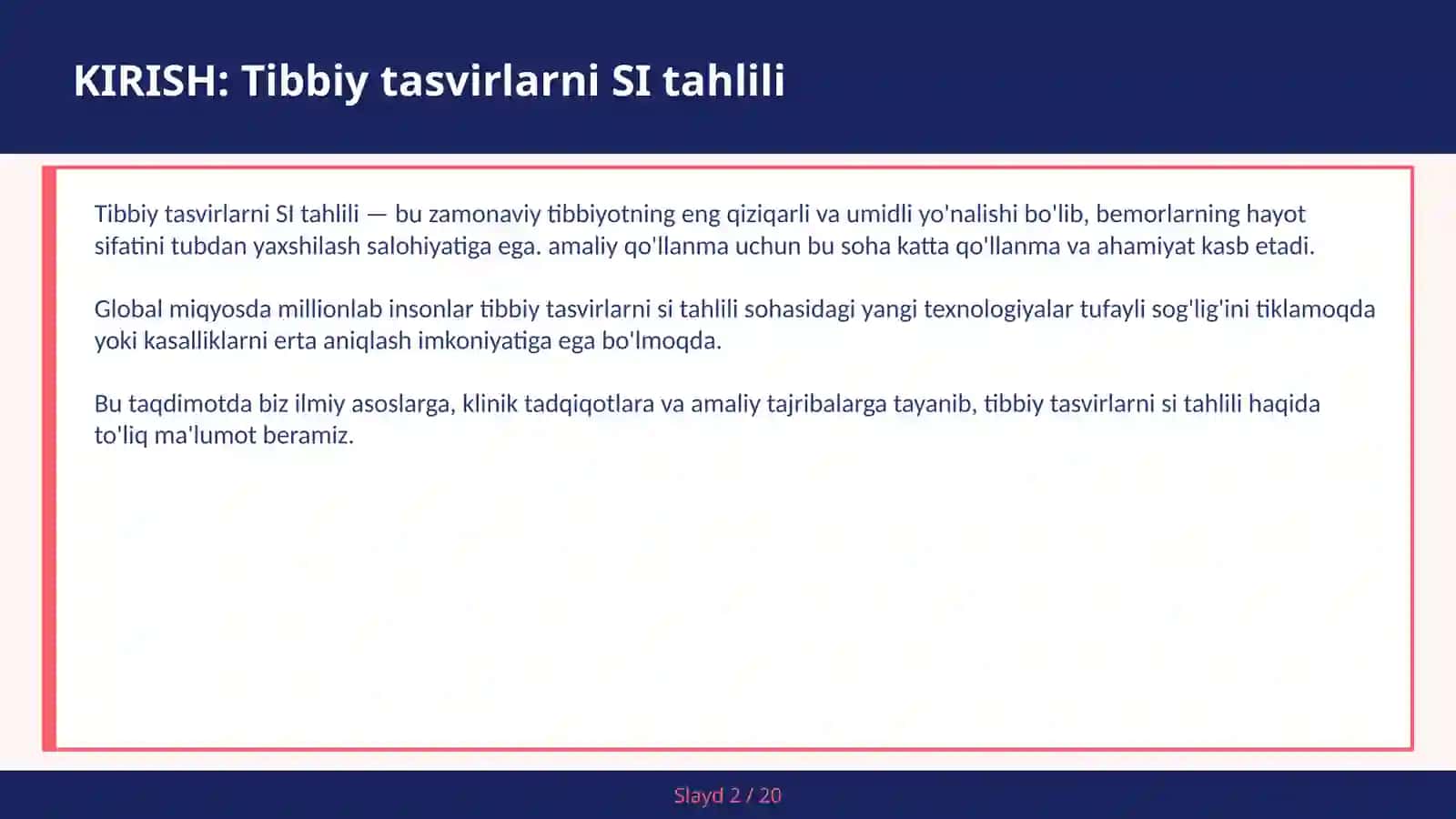 Tibbiy tasvirlarni SI tahlili 2