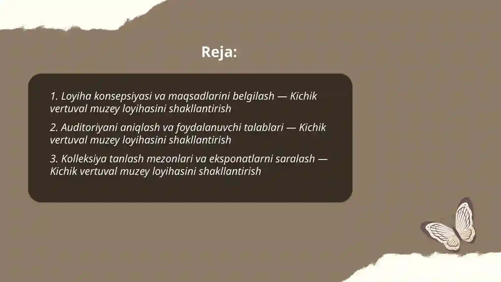 Kichik vertuval muzey loyihasini shakllantirish 2