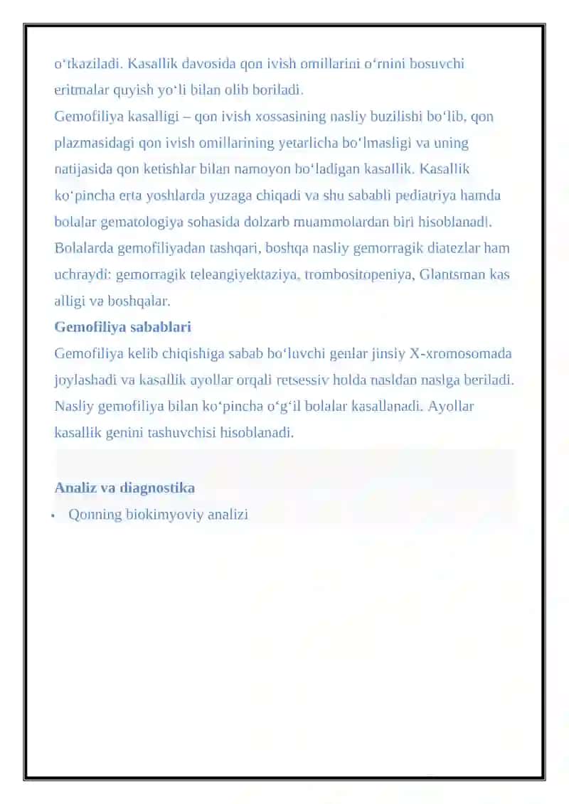 QONNING NASLIY (GEMOFILIYA) KASALLIKLARI 2