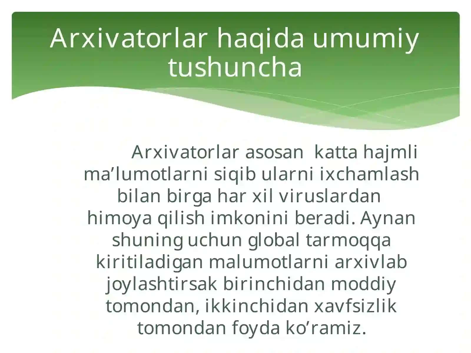 Arxivatorlar haqida tushuncha 2