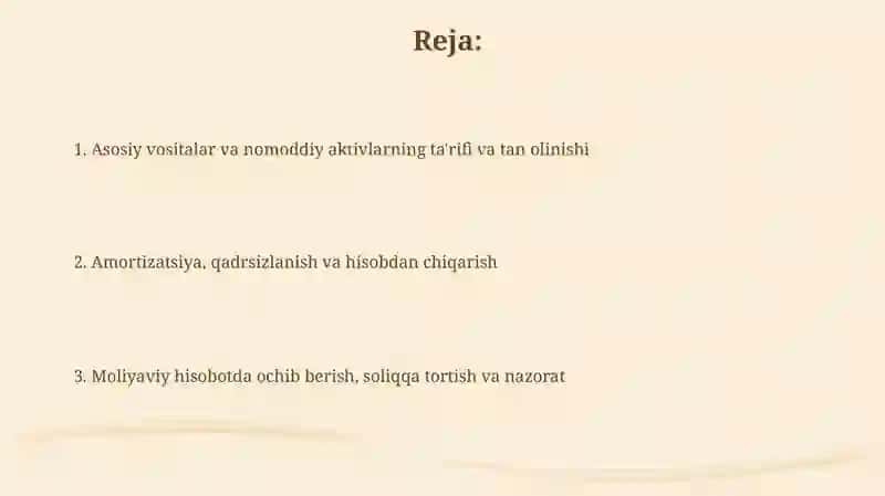 Asosiy vositalar va nomoddiy aktivlar 2