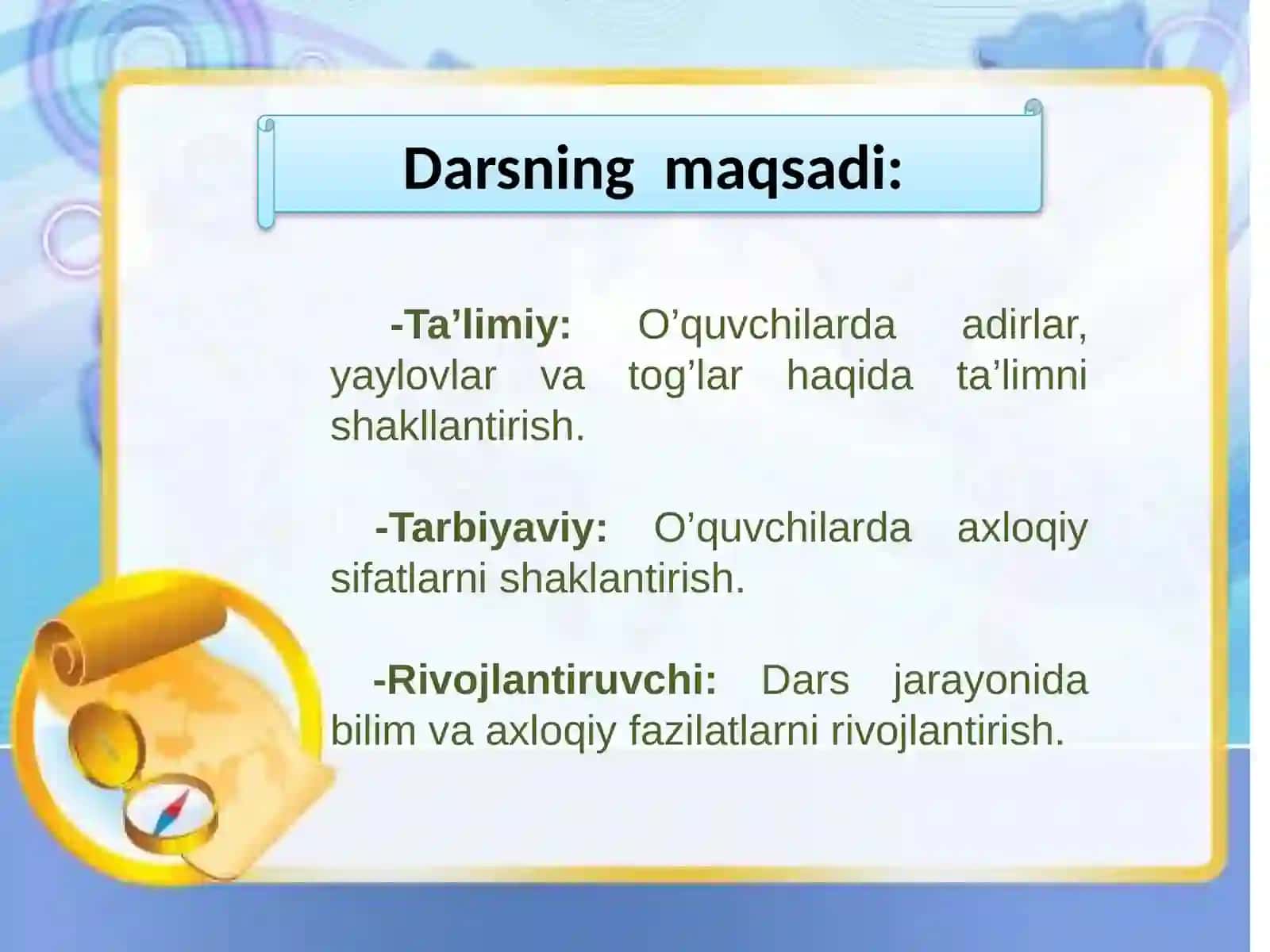 6-sinf Botanika dars ishlanma. Adir, tog' va yaylov o'simliklari 2