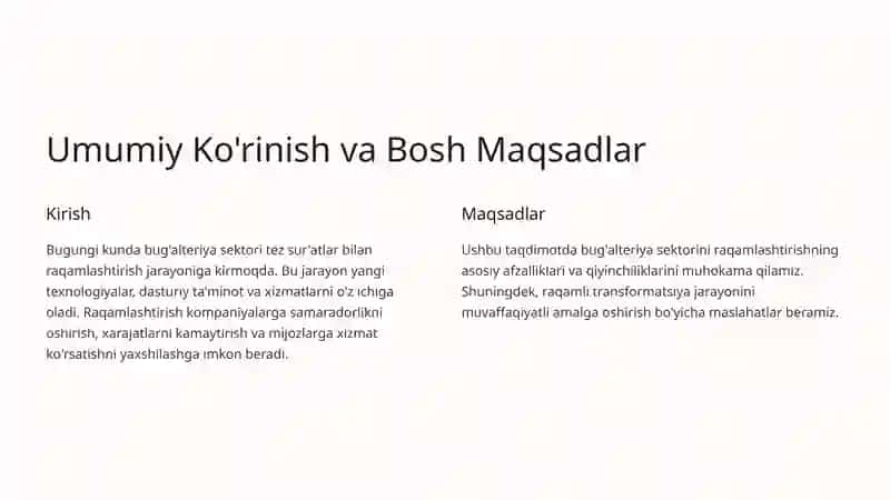 Bug'alteriya Sektorini Raqamlashtirish Samaradorligi 2
