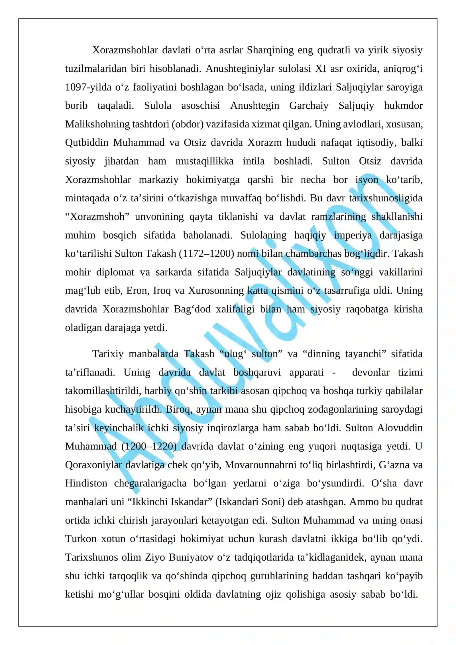 Xorazmshoh – Anushtageniylar sulolasi tarixshunosligi 2