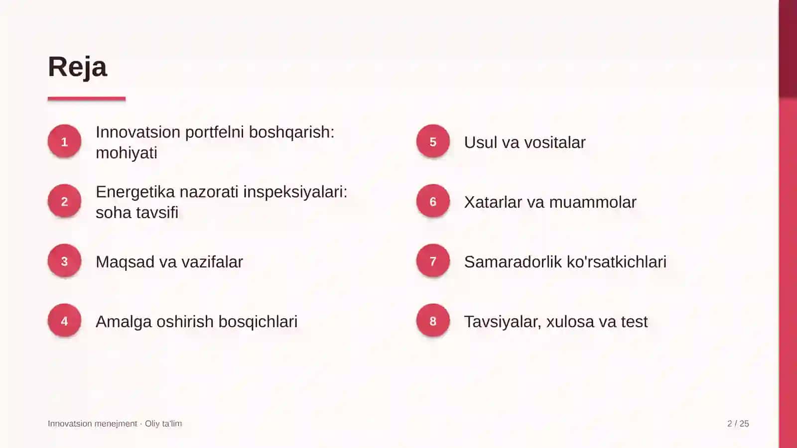 Energetika nazorati inspeksiyalarida innovatsion portfelni boshqarish 2