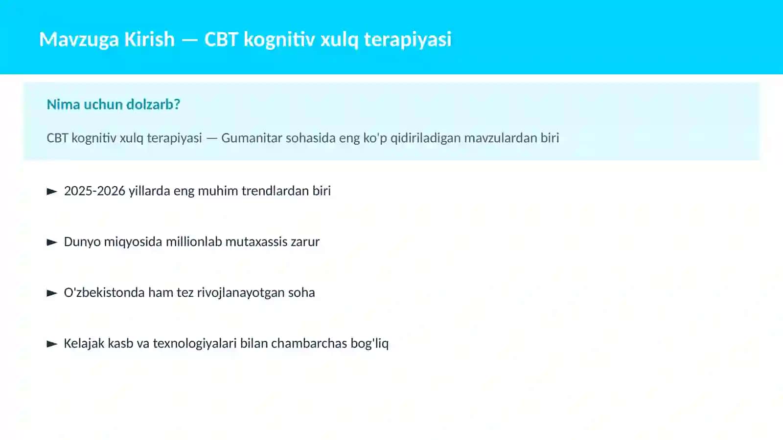 CBT kognitiv xulq terapiyasi 2