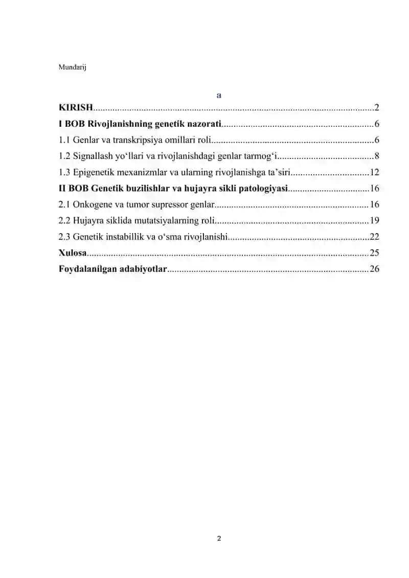Rivojlanishning genetik nazorati, hujayra sikli 2