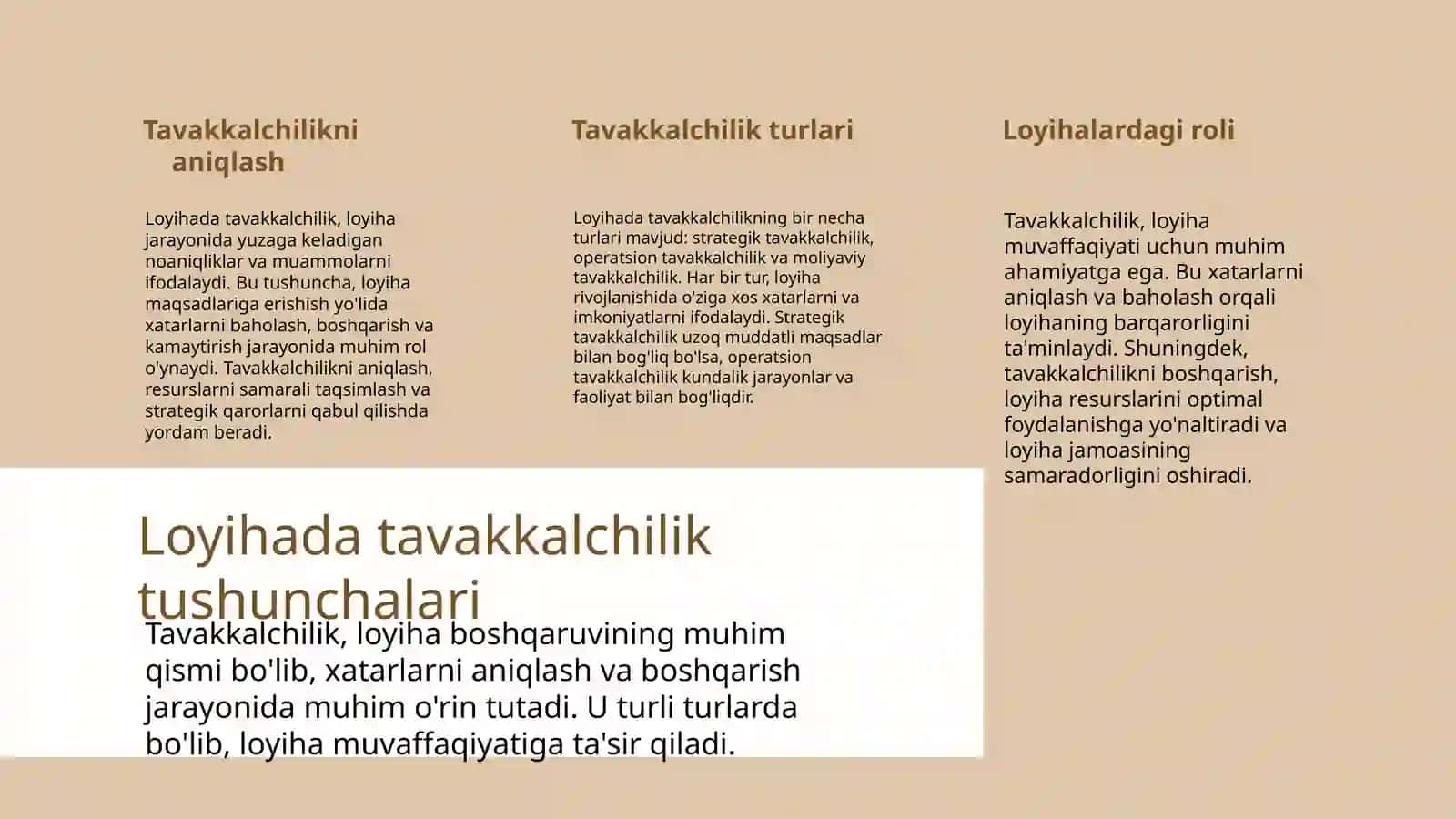 Loyihada tavakkalchilikni aniqlash va tahlil qilish 2