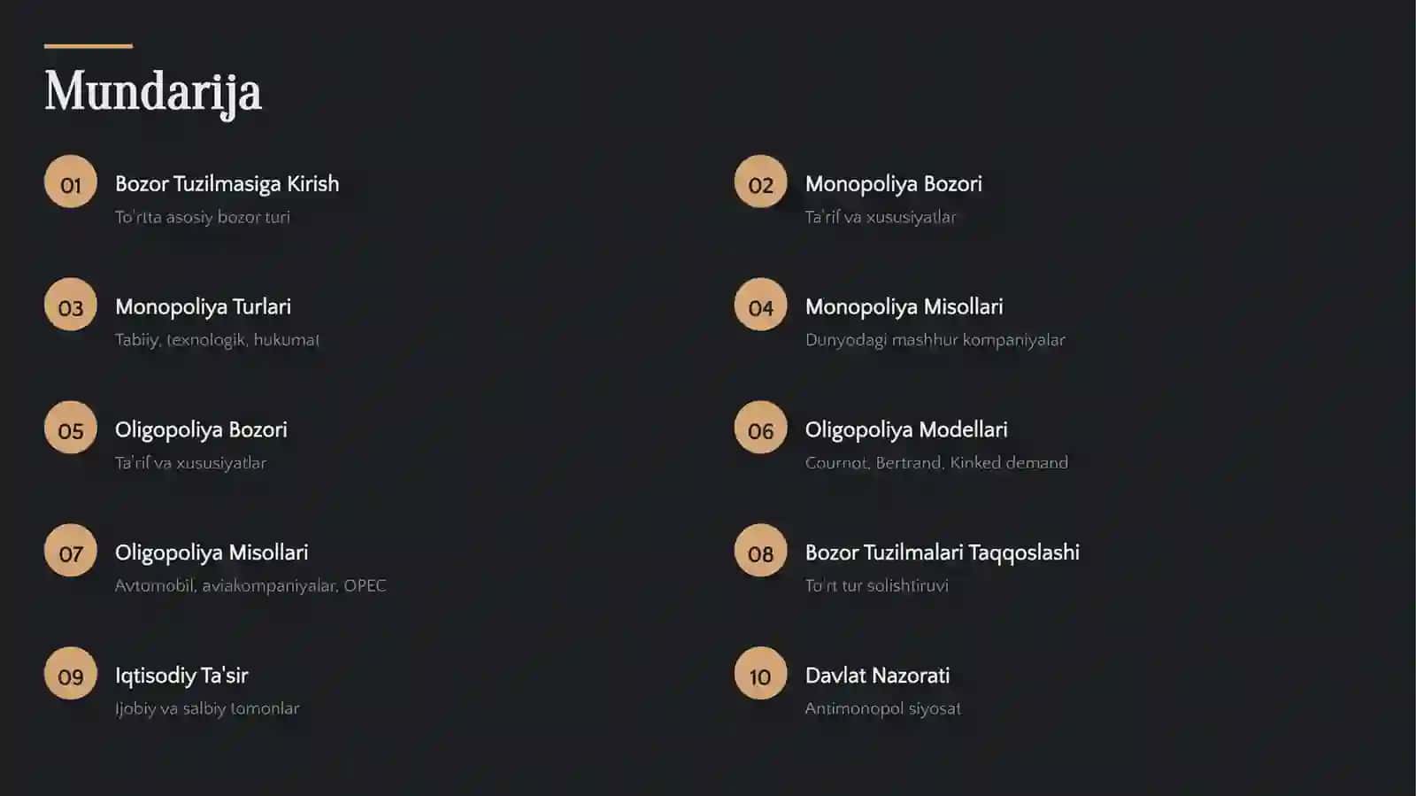 Raqobatlashgan Monopolistik va Oligopoliya Bozorlari 2