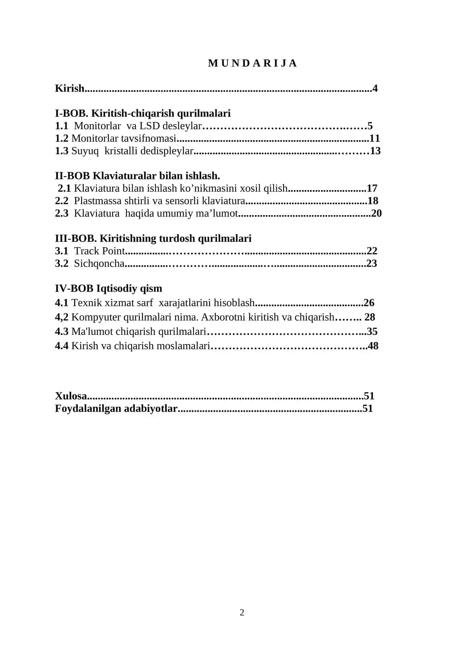 Kompyuterga ma'lumotlarni kiritish chiqarish qurilmalari 2