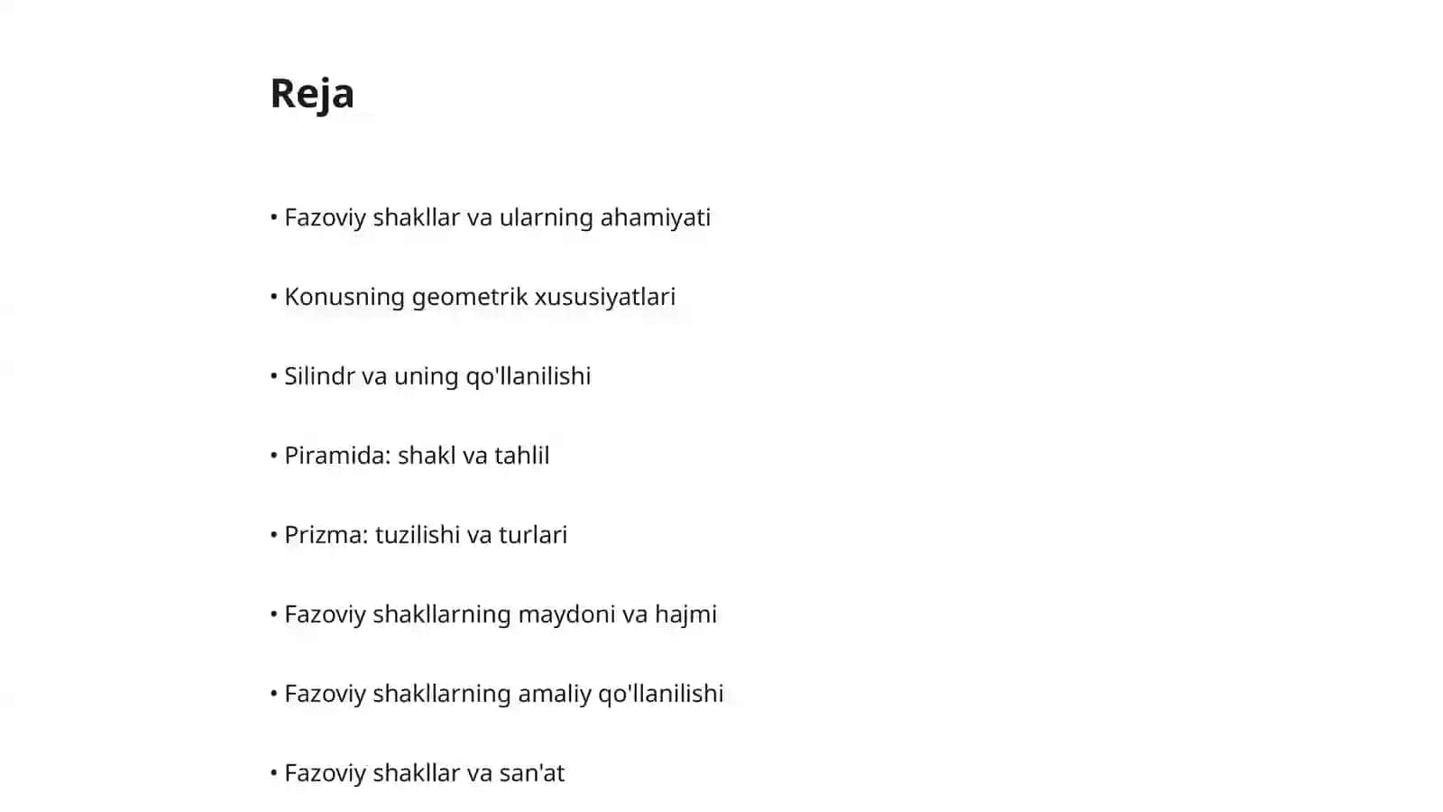 Fazoviy shakllar: konus, silindr, piramida va prizma 2