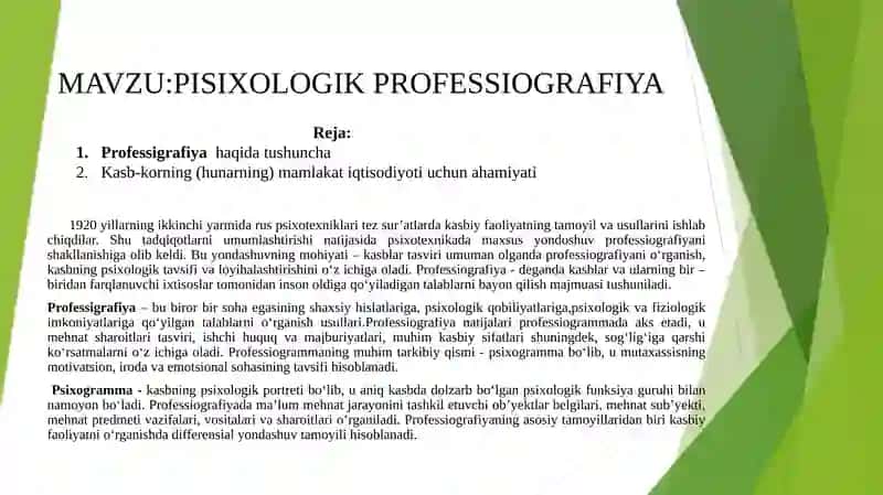 PISIXOLOGIK PROFESSIOGRAFIYA 2