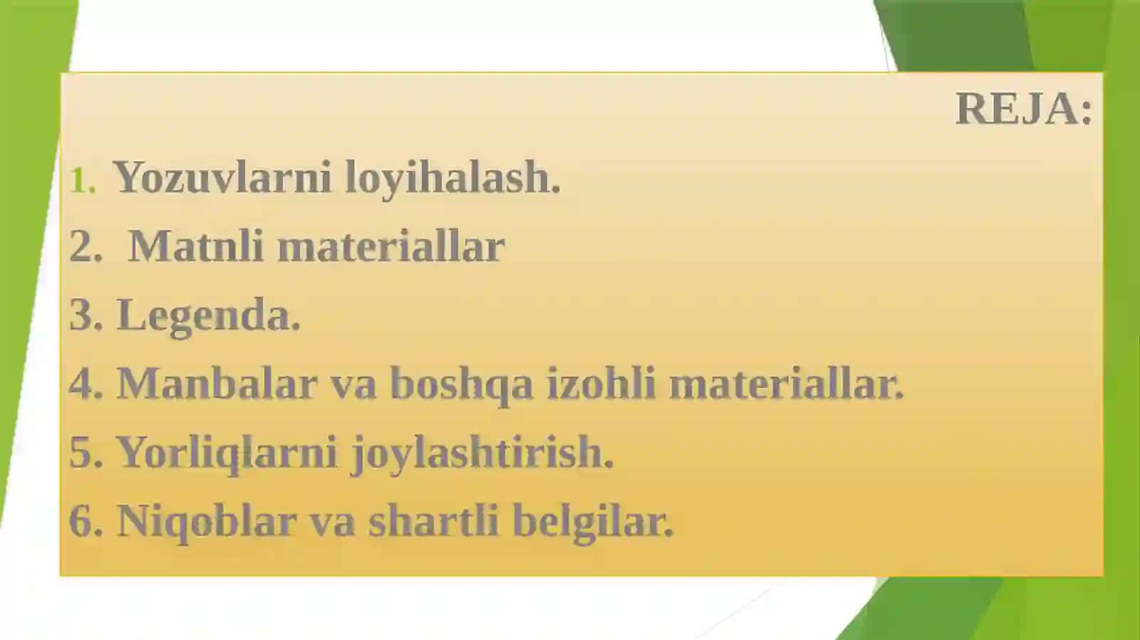 KARTADA MATNLI MATERIALLAR VA ULARNI JIHOZLASH 2