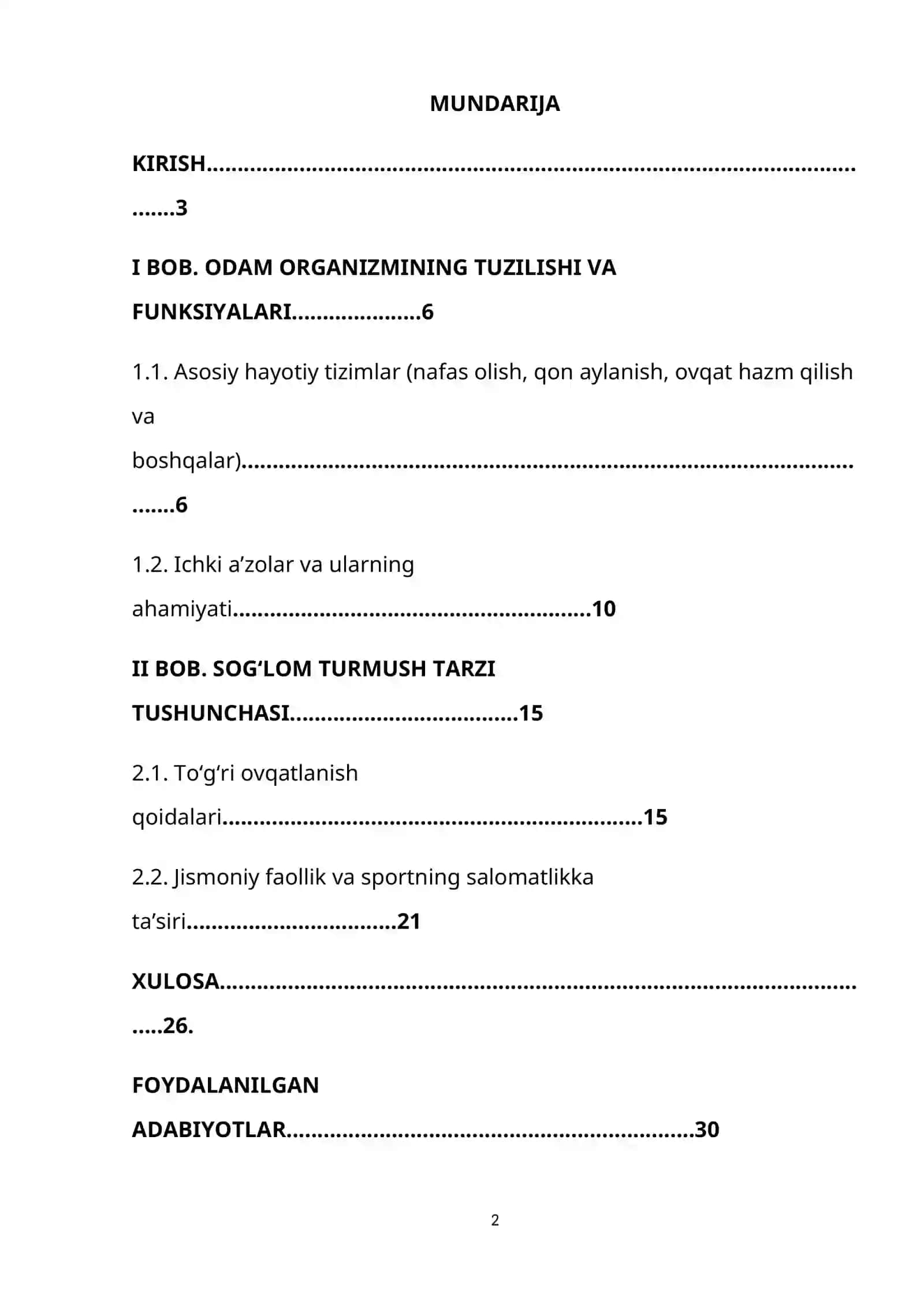 ODAM ORGANIZMINING TUZILISHI VA FUNKSIYALARI 2