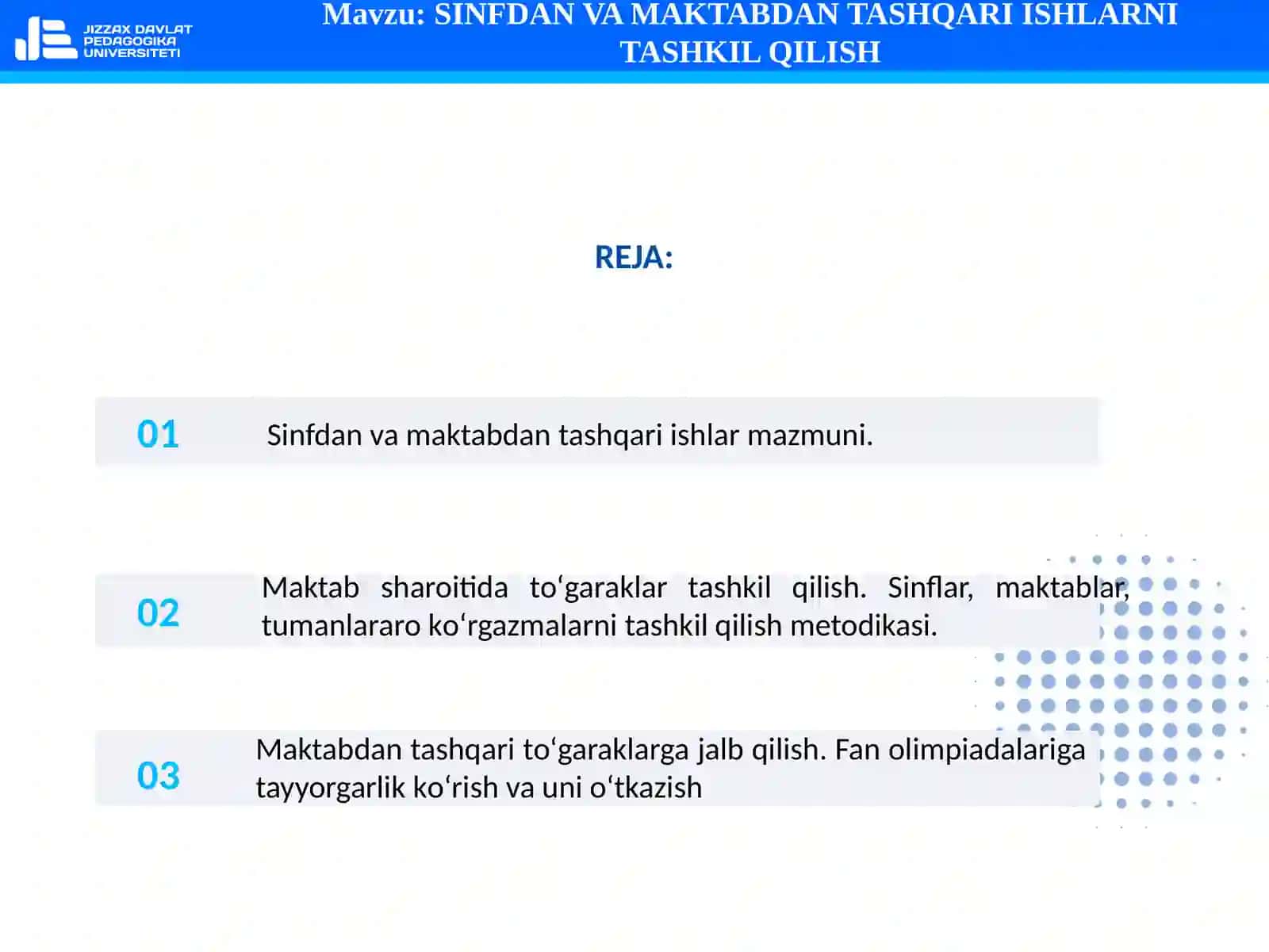 SINFDAN VA MAKTABDAN TASHQARI ISHLARNI TASHKIL QILISH 2