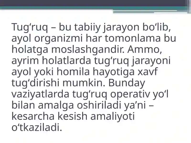 Kesarcha kesish amaliyoti 2