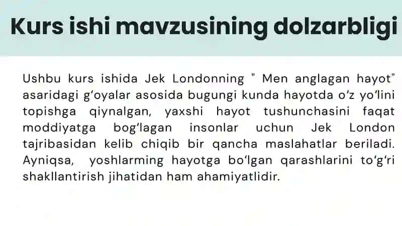 "Men anglagan hayot" asarida hayot haqida qarashlar tasviri 2