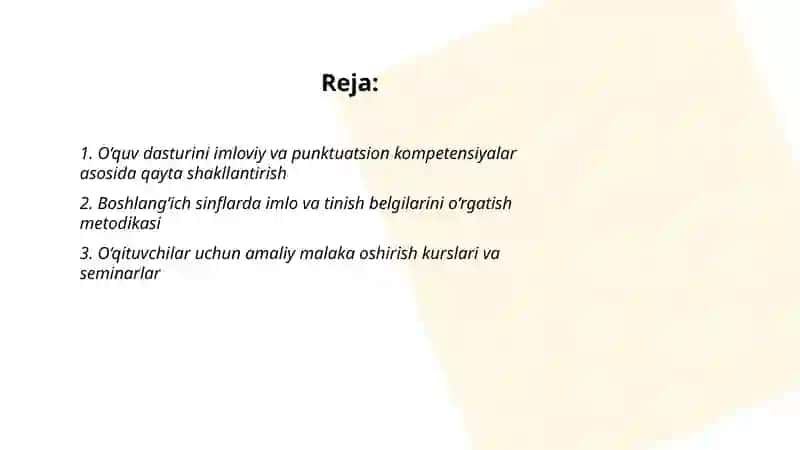 Boshlang‘ich ta’limda imloviy va punktuatsion savodxonlikni oshirish boʻyicha tavsiyalar ishlab chiqish 2