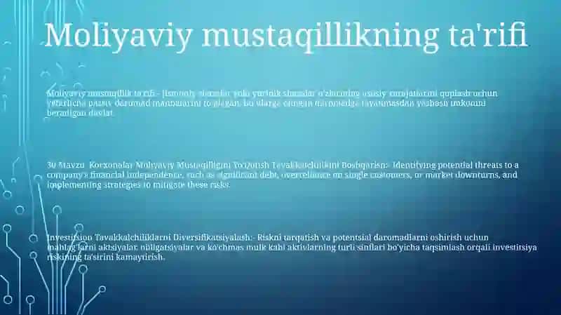 Korxonalar Moliyaviy Mustaqilligini Yo`Qotish Tavakkalchilikini Boshqarish 2