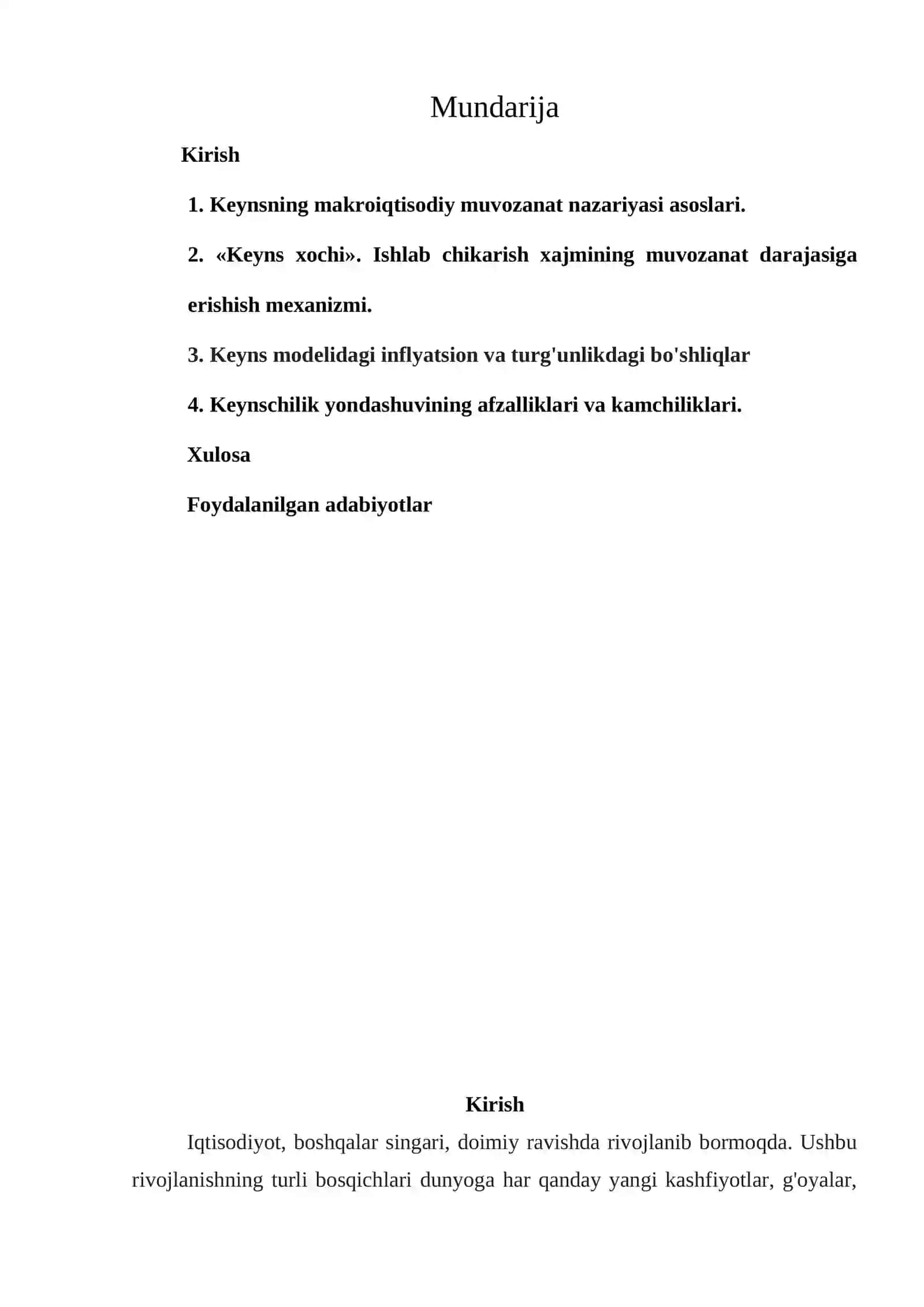Keynsning makroiqtisodiy muvozanat modeli 2
