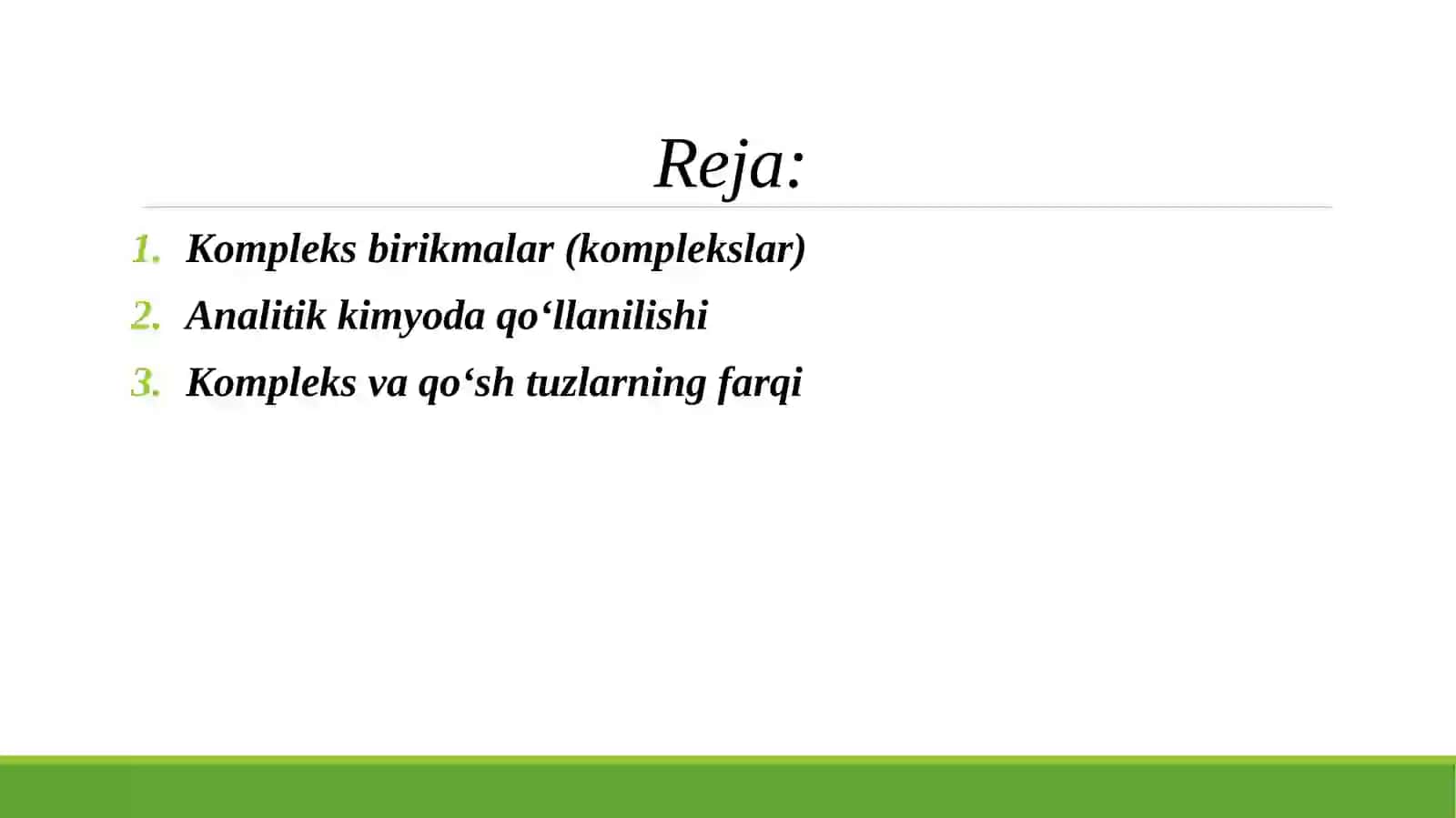 Komplekslar va qosh tuzlarning analitik kimyoda qo‘llanilishi 2