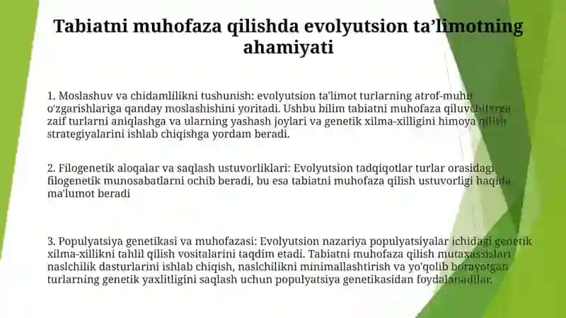 Evolyutsion Ta’limot Va Tabiatni Muhofaza Qilish 2