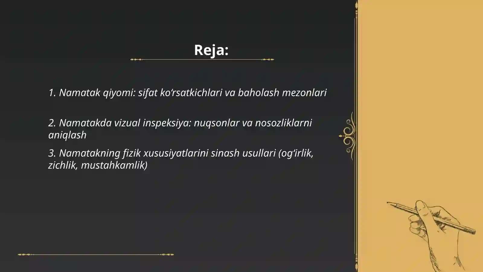 Namatak qiyomi: sifat ko‘rsatkichlari va baholash mezonlari 2