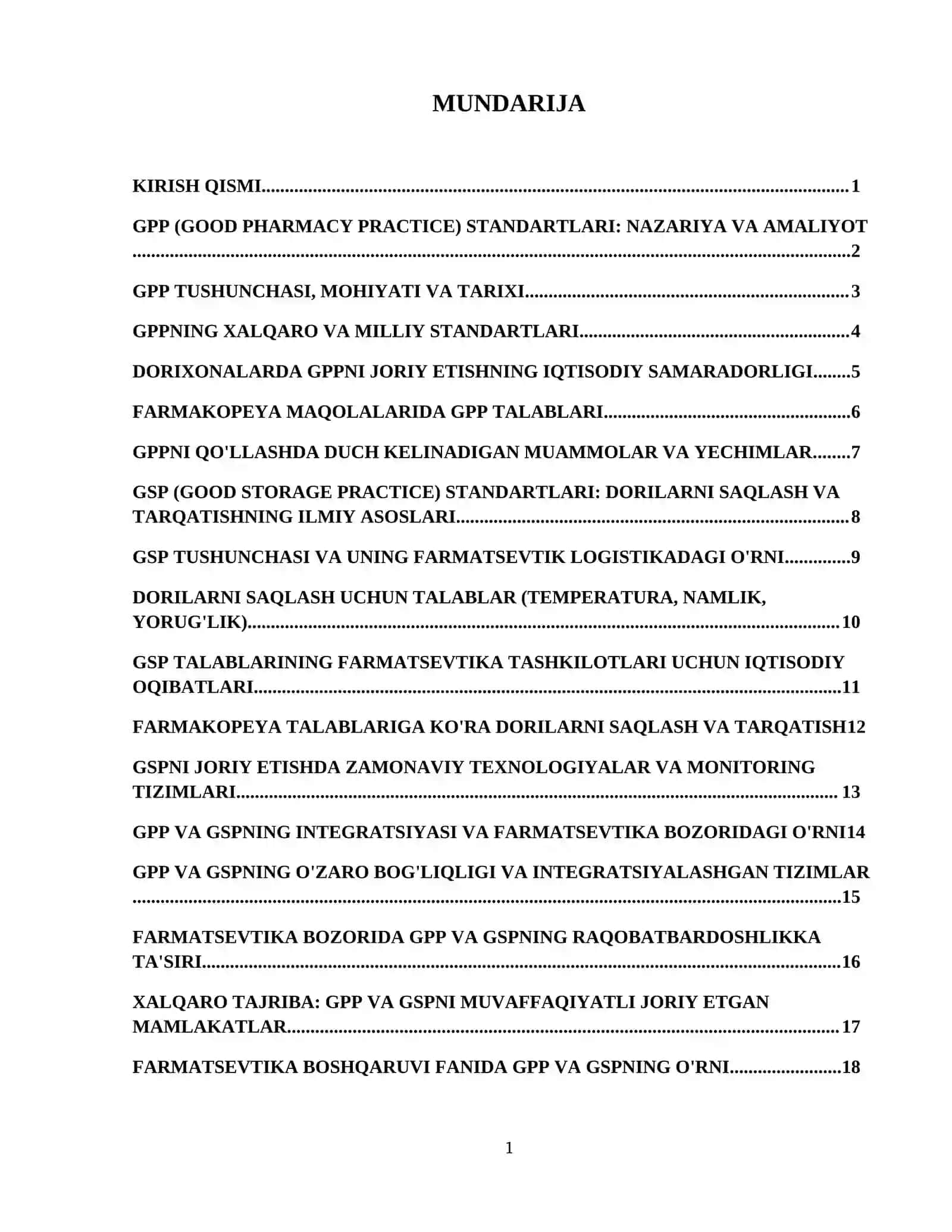GPP va GSP halqaro sifat standartlari haqida tushuncha va ularning mohiyati. 2
