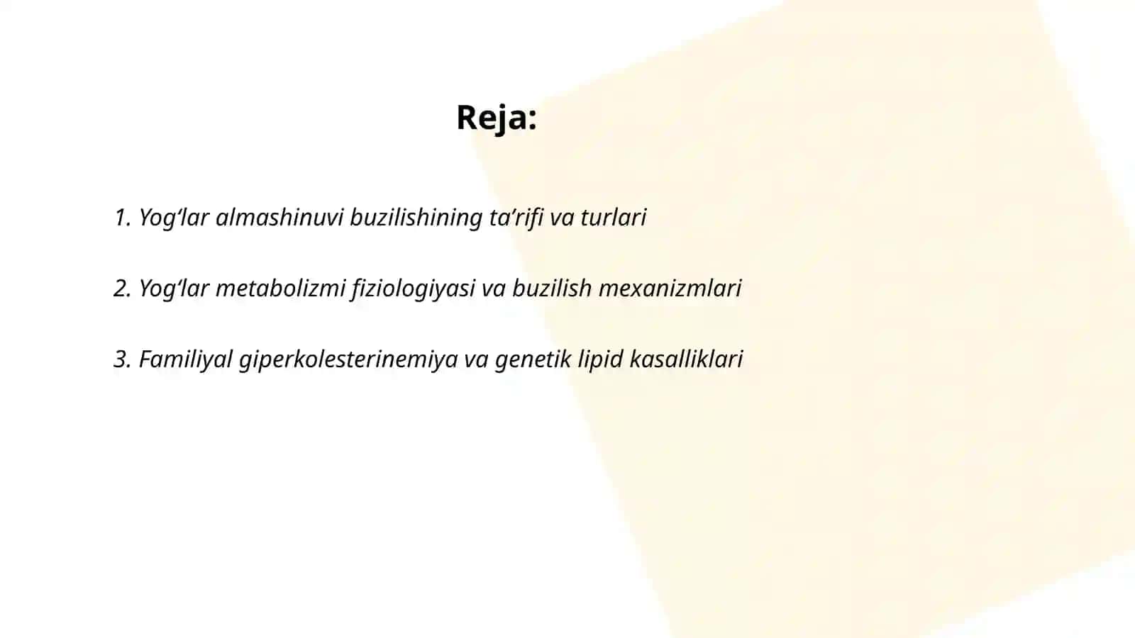 Yogʻlar almashinuvi buzilishi 2