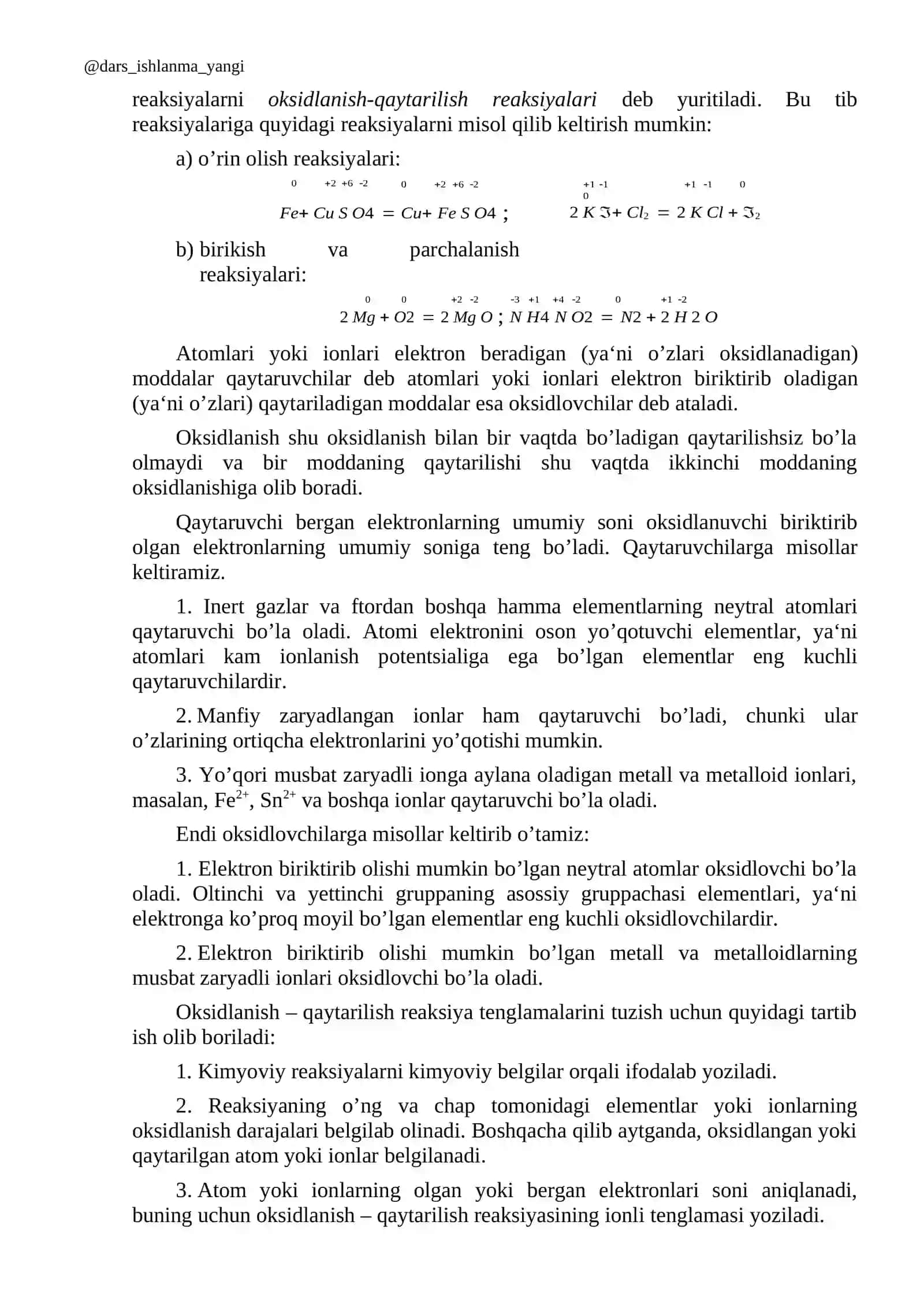 Oksidlanish reaksiyalari 2