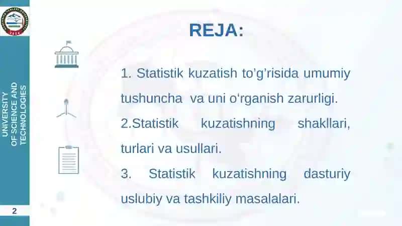 STATISTIK KUZATISH USLUBIYATI 2
