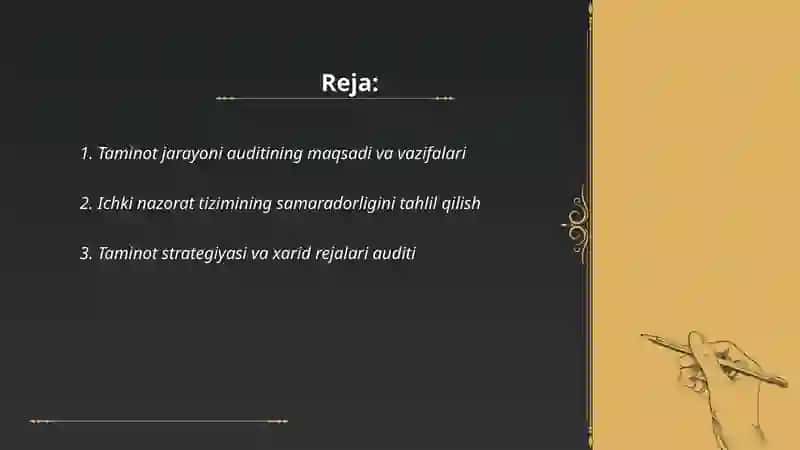 Taminot jarayoni auditi 2