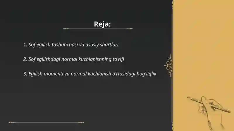 Sof egilish va normal kuchlanish 2
