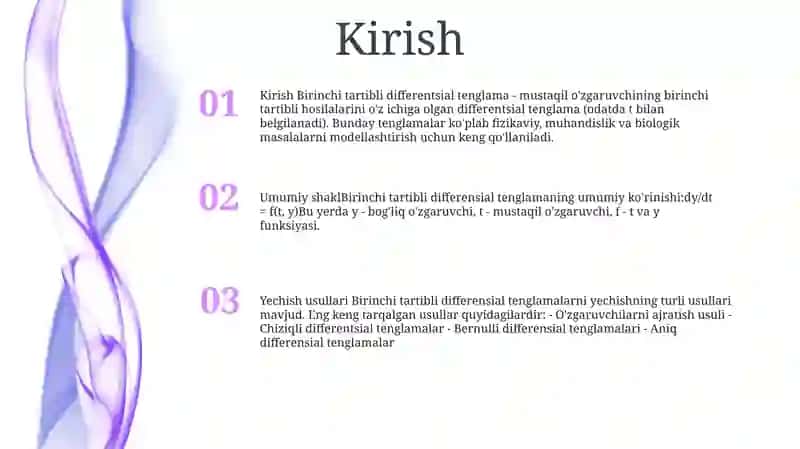 Birinchi Tartibli Differensial Tenglamalar 2