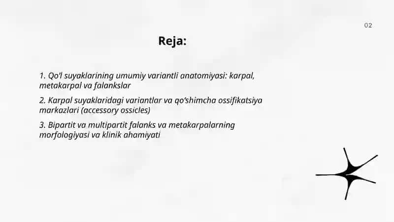 Qoʻl suyaklarining variantli anatomiyasi 2