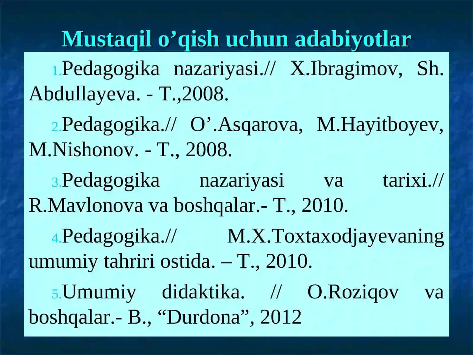Pedagoglik kasbi va faoliyati mazmuni 2