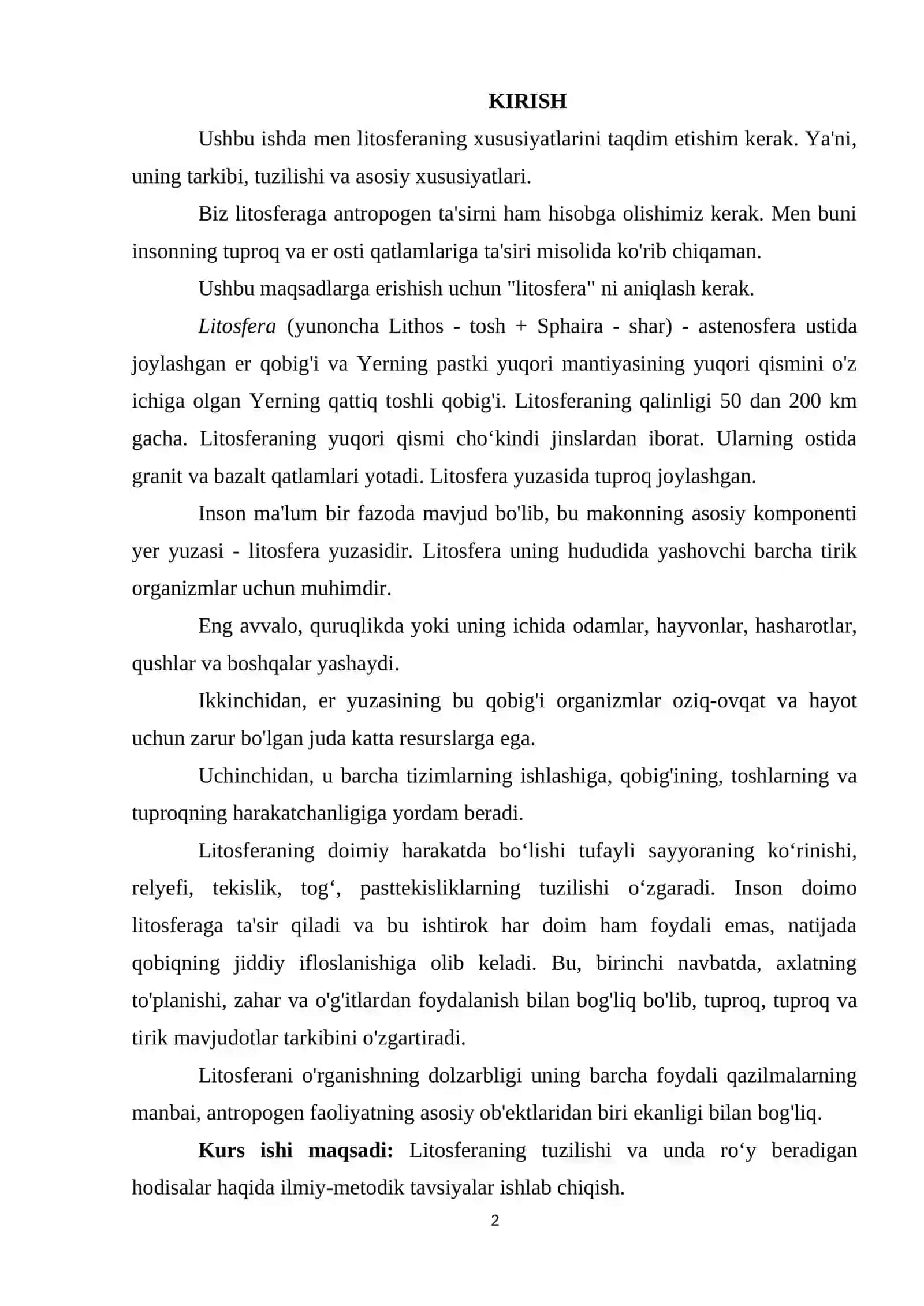 LITOSFERANING TUZILISHI VA UNDA ROʻY BERADIGAN HODISALAR 2