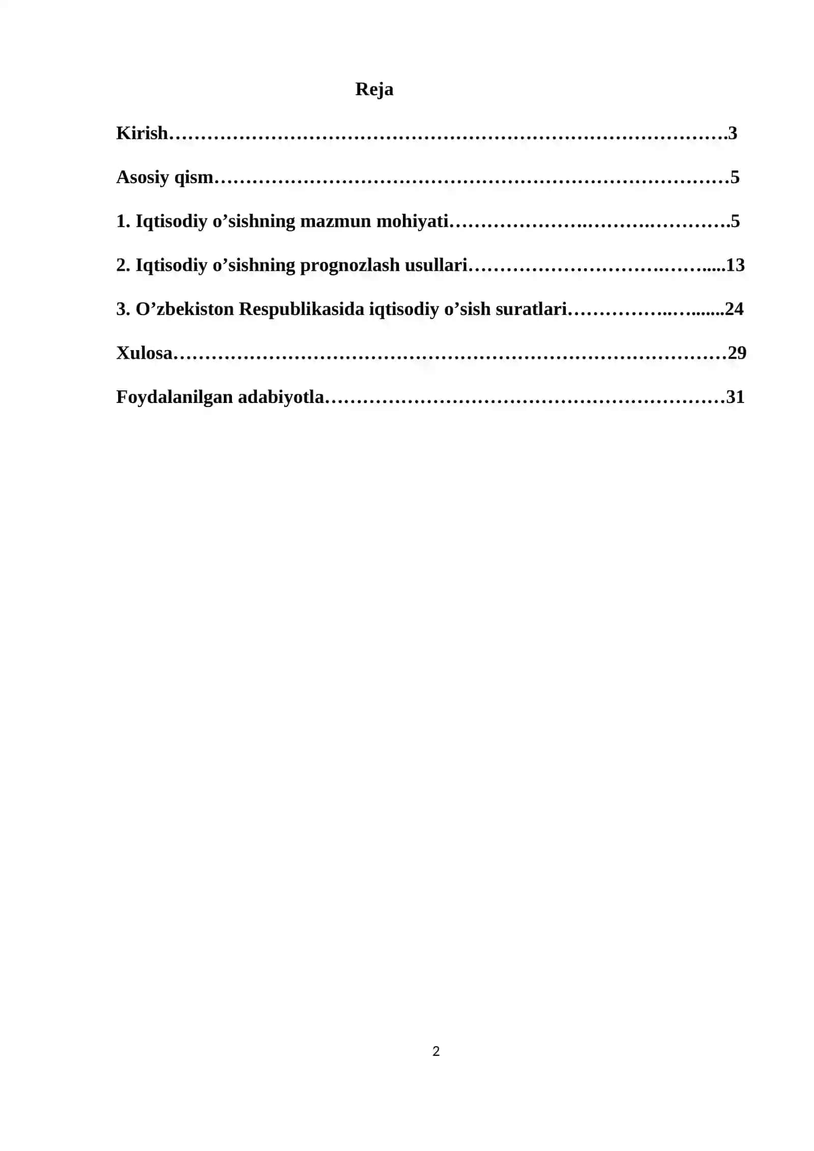 Iqtisodiy o’sishning prognozlash usullari 2