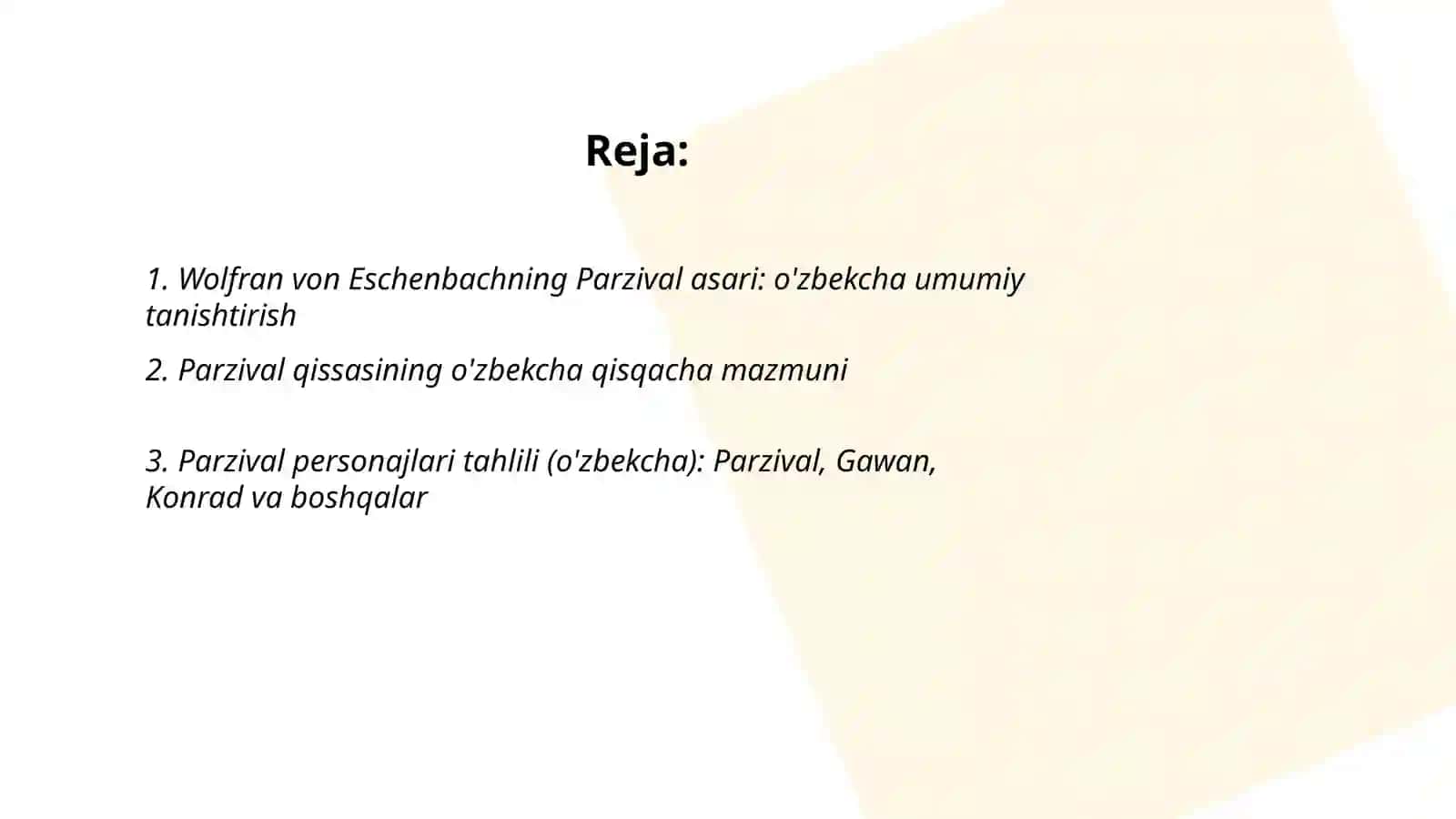Wolfran von Eschenbach Parzival uzbekcha 2